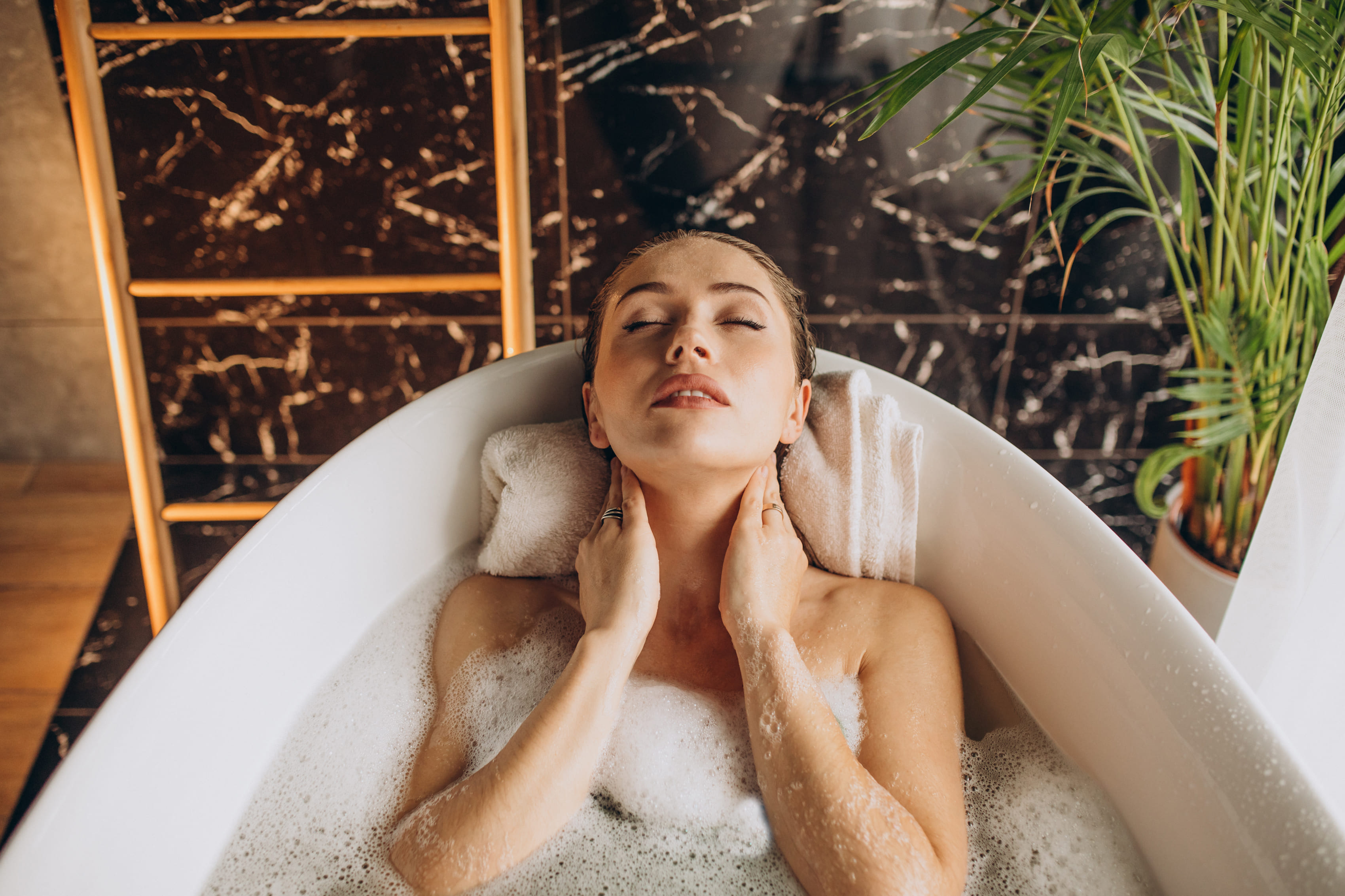 Close-up skincare textures, botanical elements and soft natural light
